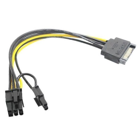 15-stifts SATA hane till 8-stifts (6+2) PCI-E strömkabel SATA-kabel 15-stifts till 8-stifts kabel 18AWG tråd för grafikkort (1 st)