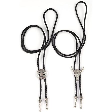 Fashion Bolo Tie Læder Slips Halskæde Ko Kranie, Ranger Stjerne Sort Slips Halskæde Western Cowboy Vintage Bolo Tie Retro Slips