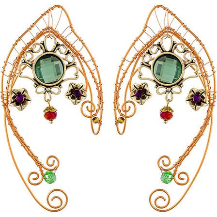 Elf Ear Cuffs, handgjorda fairy örhängen med färgglad rhinestone metalltråd