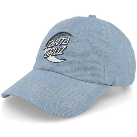 Santa Cruz - Blauw unconstructed Cap - Dark Moon Dot Cap Light Blue Denim Dad Cap @ Hatstore