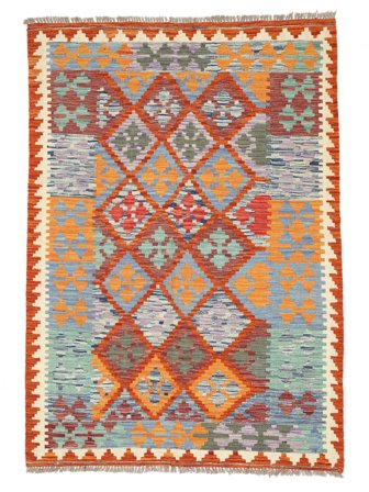 Tessuto A Mano Kilim Afghan Old Style Tappeto 125X176 Di Lana Piccolo