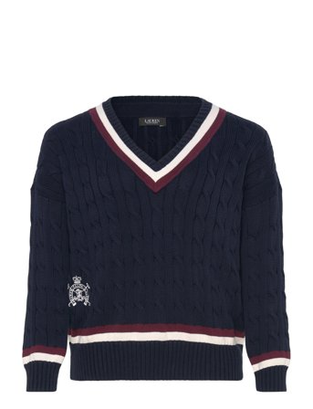 Lauren Women Cable-Knit Cotton Cricket Sweater - Navy - 50-52