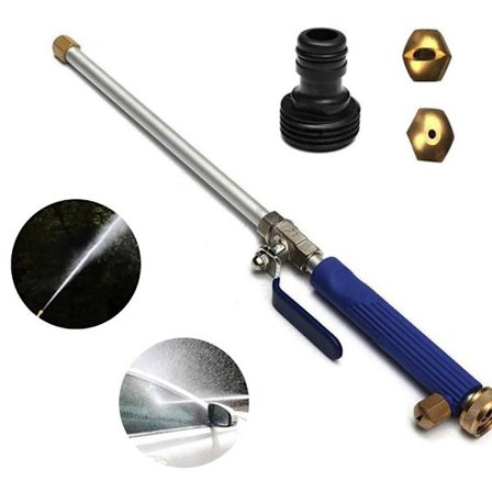 Högtrycksvattenpistol med 2 rengöringshuvuden, spraymunstycken, trädgårdsslanganslutning 46 cm, trädgårdsdusch, Hydro Jet Power Blå