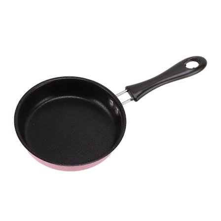 Mini Stekpanna Rostfritt Stål Non-Stick Induktionspanna Rund Frukost Liten Äggstekpanna med Långt Handtag 12cm (Rosa)