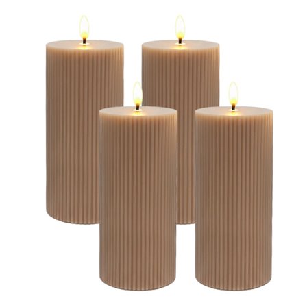 LED-lys sæt med 4, ægte voks, 18 cm, flimrende flamme