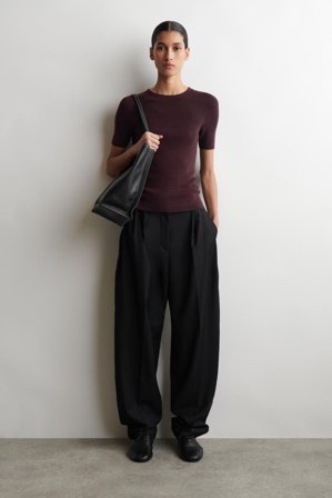 COS Femme T-Shirt Sans Couture En Laine Mérinos in Rouge