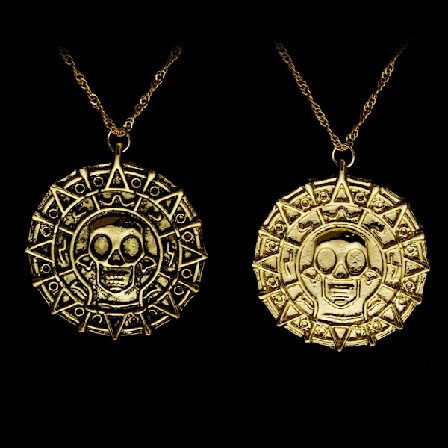 Pakke med 2 Pirates of The Necklace Skull Coin Halskæde