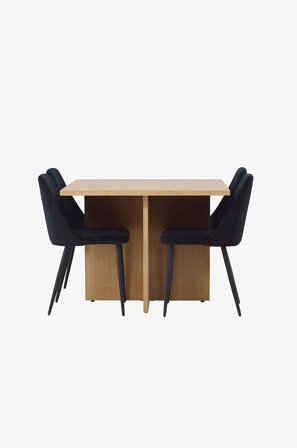 Venture Home - Ruokailuryhmä Leo ja ruokapöydän tuolit Night, 4 kpl - Ruskea - Ruokailuryhmä 4 hengelle - - Homeroom