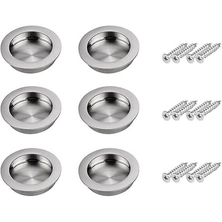 Skyvedørhåndtak 6 stykker Skyvedørhåndtak i rustfritt stål Runde håndtak Forsenket runde håndtak Skjult håndtak Skyvedør med skruer