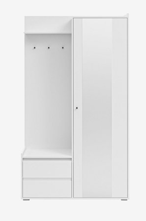 Loft24 - Kosmo Garderob med 1 dörr 2 lådor - Vit - Garderober - Från Homeroom