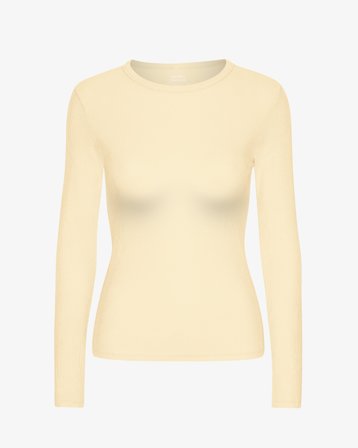 Women Organic Rib LS T-Shirt - Soft Yellow M
