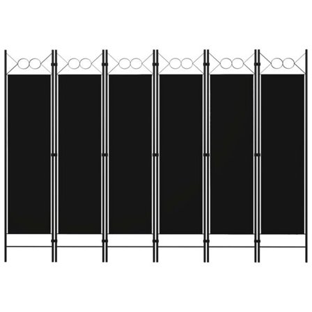 vidaXL Romdeler 6 Paneler Svart 240x180 cm