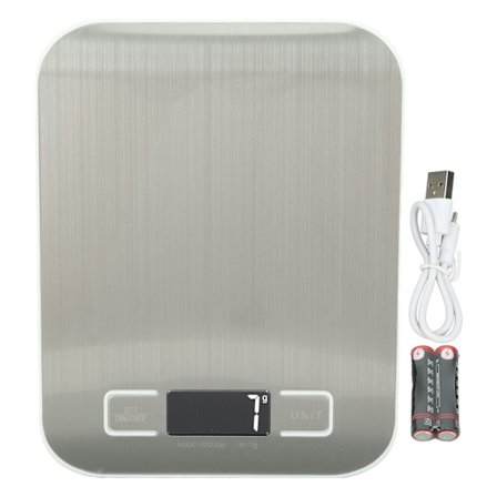 Digital køkkenvægt vandtæt genopladelig LCD-skærm madlavning bagning 10 kg 1 g