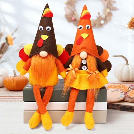 2 stk Thanksgiving Gnome Plysj Dekorativ Skrivebordsnisse Kalkun Gnome Dekorativ Ornament - Varm Høstgave