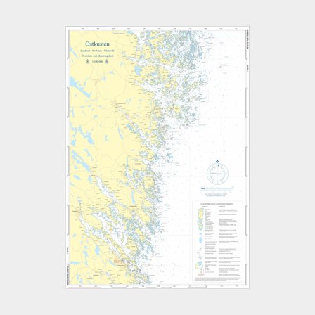 Översiktskort Hydrographica HG62 Ostkusten, A1 vikt till A4 (falsat)