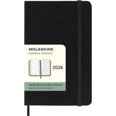 Moleskine Kalender 12M Weekly Notebook 2026 Hardcover Pocket Black