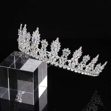 Full Zirkon Infattning Krona Bröllopstiara Stor Rund Lättviktig Bröllopskrona För Födelsedagsfest Vuxenceremoni