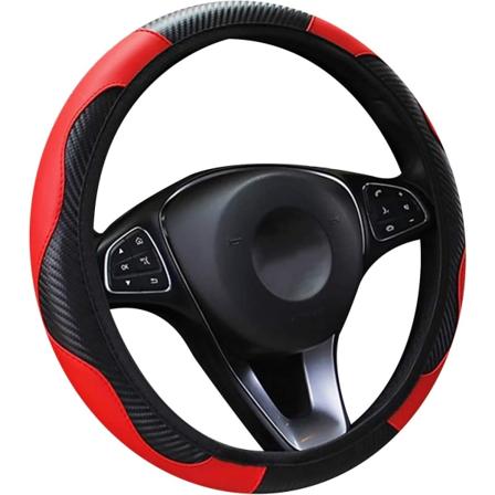 37-39cm (punainen) Elastinen hiilikuitu nahkainen auton ohjauspyörä Co