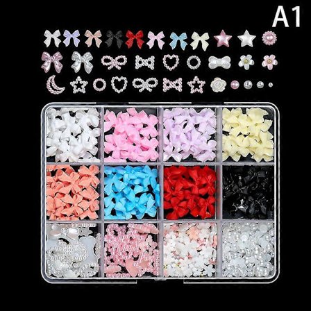 12 lokeron kynsihartsi rusetti karhu kynsitaide koristeet rusetit sydän kukka kawaii tee-se-itse sisustus tikkari 3D manikyyri strassityökalut