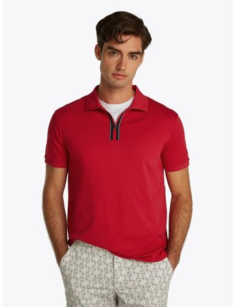Tommy Hilfiger Zip Liquid Cotton Reg Polo - Red - M