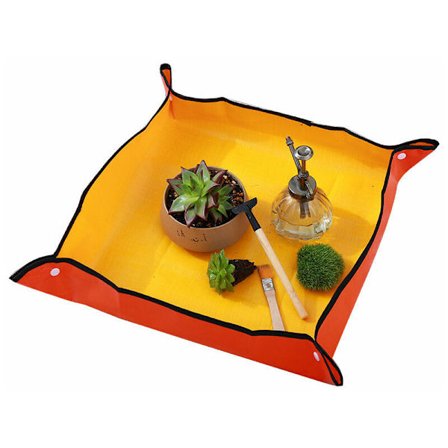 50 x 50 cm växtkrukematta, snygg fyrkantig bärbar inomhuskrukematta hopfällbar växttransplantationstårta vattentät krukematta (orange)