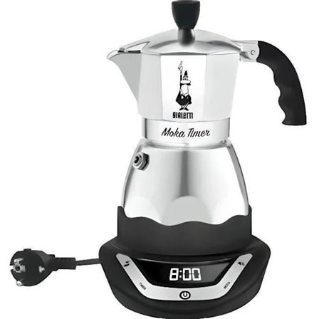 Elektrisk italiensk kaffebryggare - BIALETTI - MOKA TIMER - 3 koppar - 120 ml - Rostfritt stål