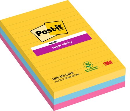 POST-IT Notes SS 101x152mm Carnival 3/fp - Lyreco - Kontorsmaterial - Notes och Post-It - Notes - Extra sticky
