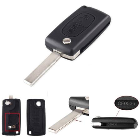 Flip Folding Nyckelhölje Skal 2 Knappar Ce0536 Peugeot Hu83 Blad Svart One Size