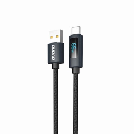 Dudao L7T USB-A - USB-C 66W Kabel med LED-skærm 1m - Sort