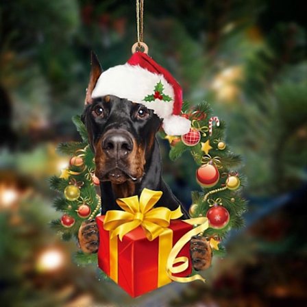 Giyblacko Julehund med gaveeske Ornament Juletrepynt Juletre Hengende DIY Velsignelse Valpeanheng Gave[D]