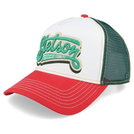 Stetson - Vit trucker Keps - Lettering Red/Off White Trucker @ Hatstore