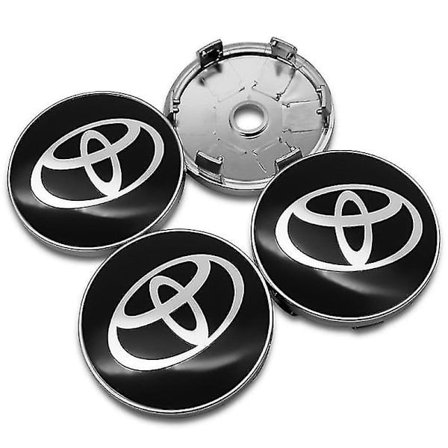Sorte & krom Toyota hjulkapsler navmærker 60mm 4 stk