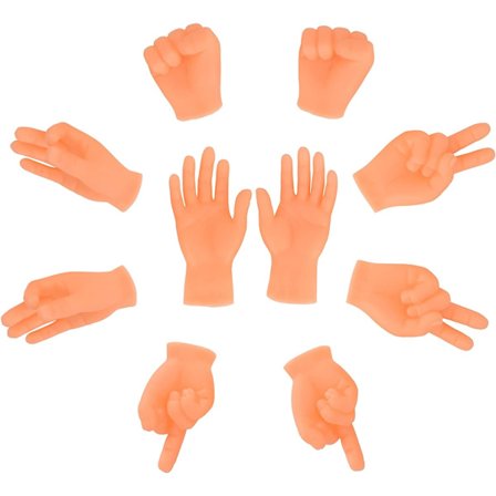 Bittesmå hender for fingre - 10 stk. Søt mini hånddukke, premium gummi