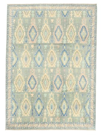Noué À La Main Kazak Fine Tapis 248X345 De Laine Vert/Jaune Grand