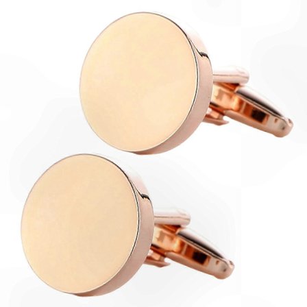 Stilrene runde manchetknapper i metal til formelt herretøj (FMY) Rosaguld