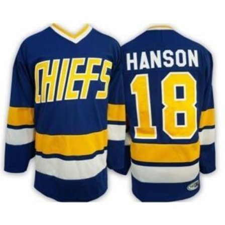 Hanson Brothers Jersey Chiefs #18 HANSON Movie Hockey Jersey blue XL