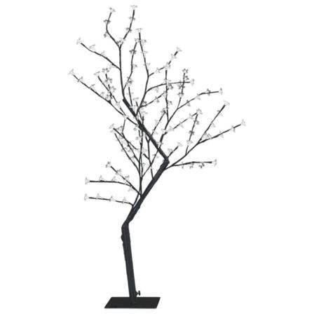 Vidaxl Plastgran 128 Leds Körsbärsblommor Varmvitt Ljus 120 Cm Svart