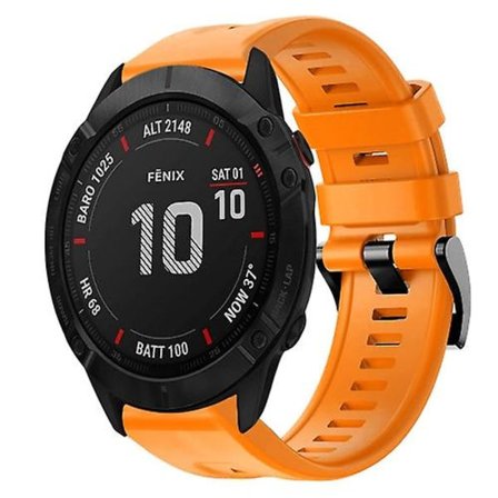 För Garmin Fenix ​​6x Pro Metal Spänne Solid Color Silikon Watch Band