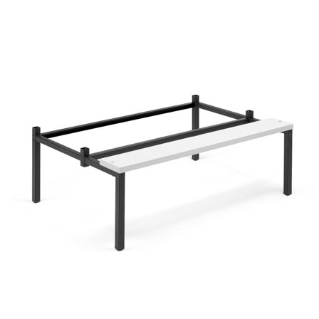 Beingestell mit Sitzbank für 3/4 Module, B 1200 mm, Laminat grau/schwarz