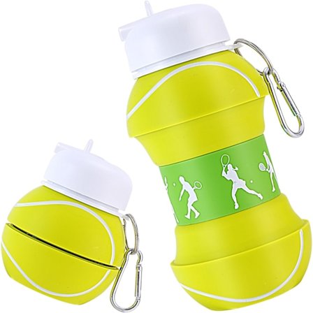 Tennisbold Børnevandflaske - 550ml/18oz Sammenklappelig Silikonekop | BPA-fri, Lækagesikker til Skole & Rejse