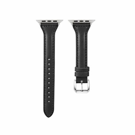 Smal läderrem för Apple Watch ultraband 49mm serie 7 8 41/45mm correa 38/42mm Handledsarmband iWatch SE 6 5 4 3 40mm/44mm Black 01