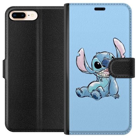 Yhteensopiva Lompakkokotelo Apple iPhone 8 Plus Käsintehty istuva Stitch-kuva vaaleansinisellä yksivärisellä taustalla
