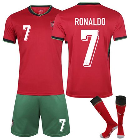 2024 EM-kotipaita Portugal Ronaldo No. 7 Jersey Jalkapallopaita Lapset Set Koko: 16