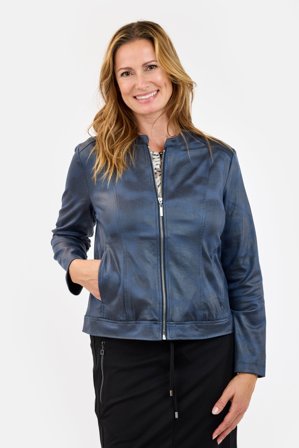 BRANDTEX - Let Jakke - Navy - Imiteret Skind