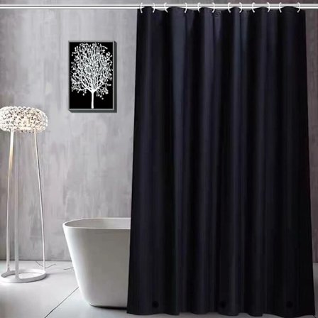 Duschdraperifoder, lätt svart 4G PEVA-duschfoder, vattentäta duschdraperier i plast, 72 x 72 tum med 12 öljetthål och 12 krokar (B