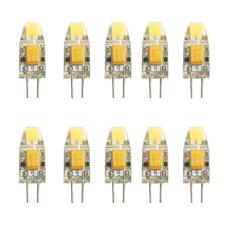 10 stk. 1,5W LED COB Bi-pin Pære 300lm G4 Varmt Hvid 12V