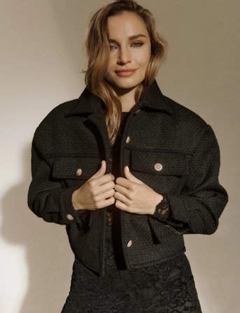 Rosemunde Rwnelly Boucle Wool Blend Ls Oversi - Black - 34