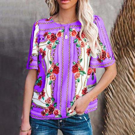 Dam Kortärmad T-shirt Flroal Print Toppar