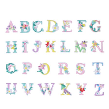 26 bokstaver lapper DIY kombinasjoner brodert lapp enkel stryking myk hudvennlig strykejern på bokstaver lapper for skjerf lue