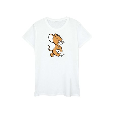 Tom och Jerry Flickor Mus Bomulls T-shirt 7-8 År Vit